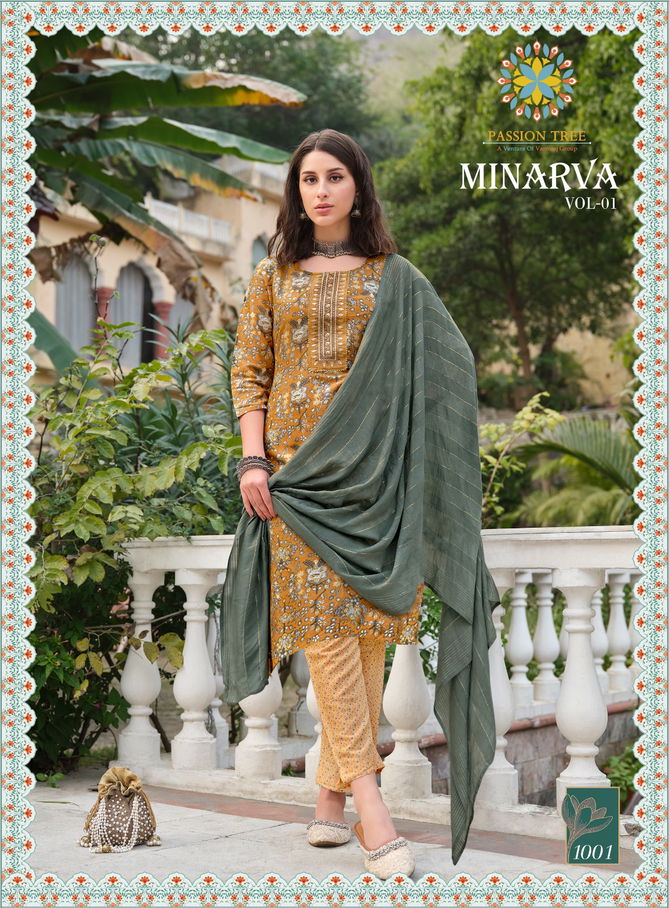 Minarva By Passion Tree Printed Straight Kurti With Bottom Dupatta Wholesale Market In Surat